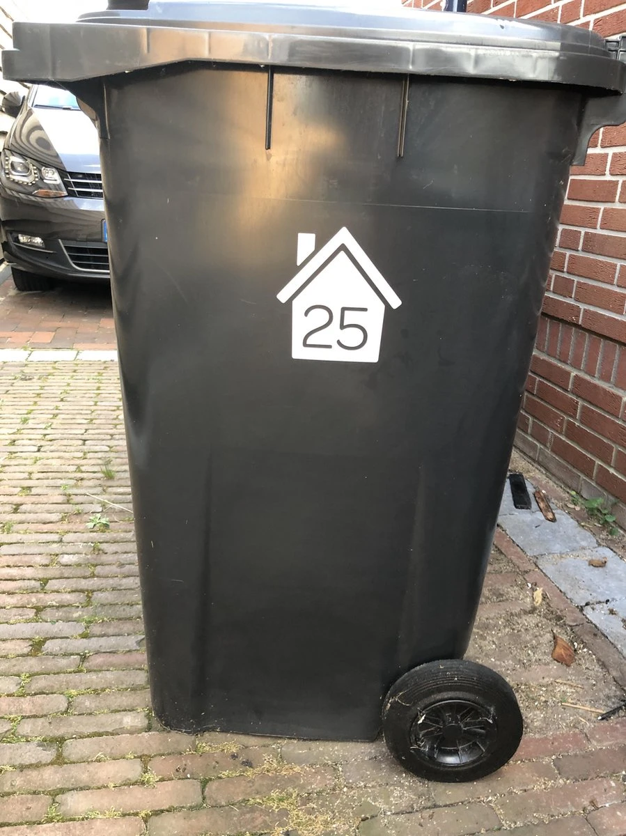 Klikosticker - Met Uw Huisnummer - Wit - Weerbestendig - Container Kliko Stickers -14,5 X 15,5 Cm - Cijfersticker - Vuilnisbaksticker - Afbeelding 3
