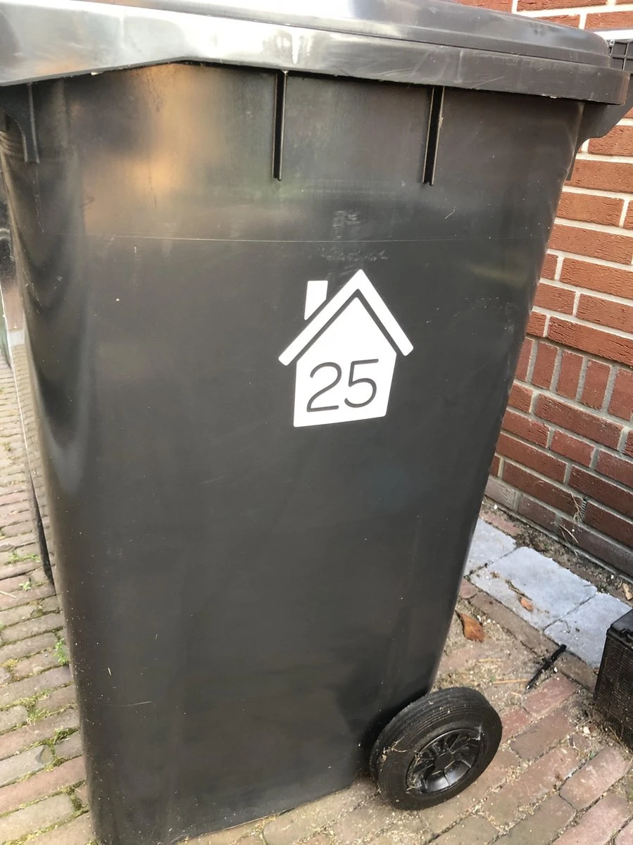 Klikosticker - Met Uw Huisnummer - Wit - Weerbestendig - Container Kliko Stickers -14,5 X 15,5 Cm - Cijfersticker - Vuilnisbaksticker - Afbeelding 4