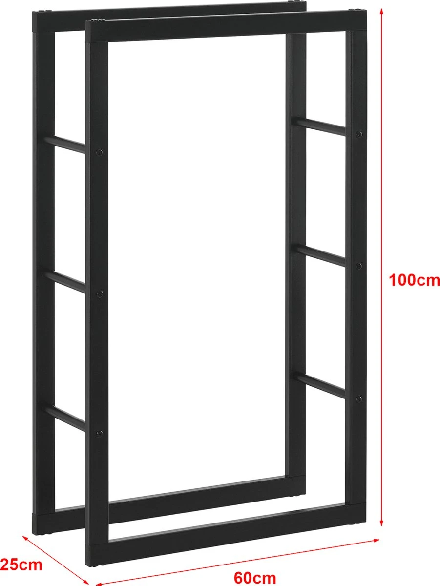 Brandhout Rek Houtopslag Täby Zwart 60x25x100 Cm - Afbeelding 6