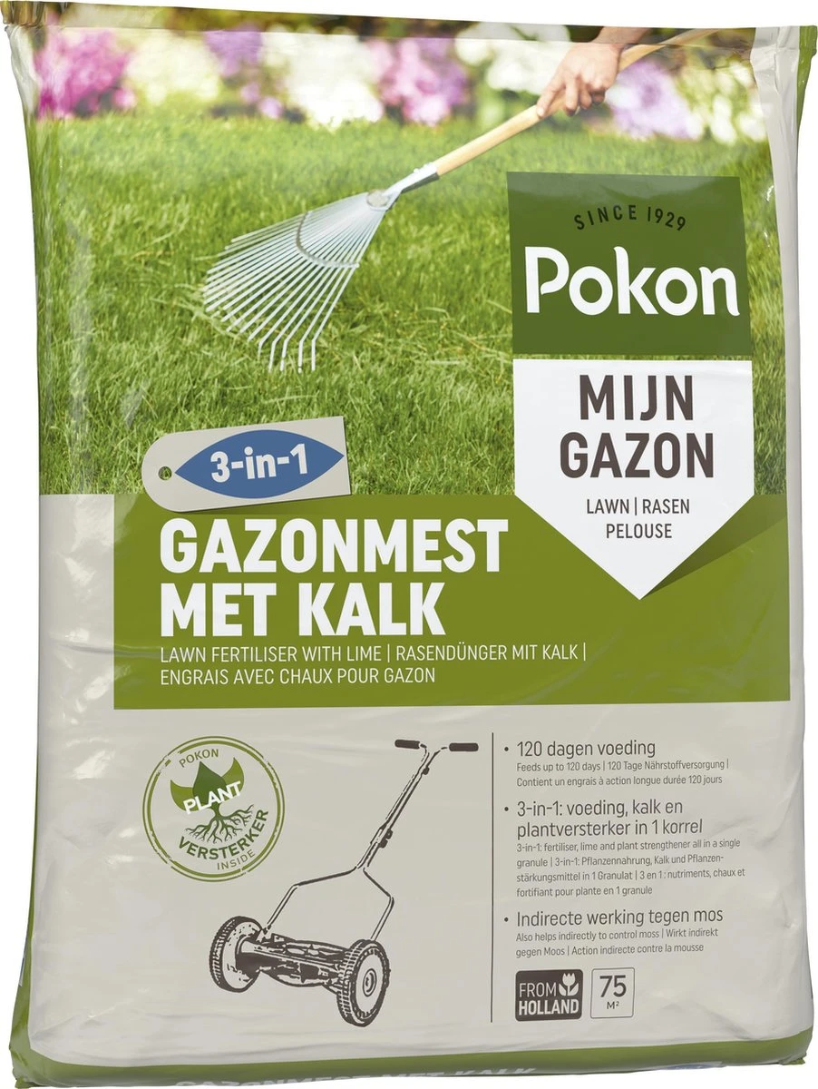 Pokon Gazonmest Met Kalk - 5kg - Mest - Geschikt Voor 75m² - 120 Dagen Voeding - Afbeelding 2
