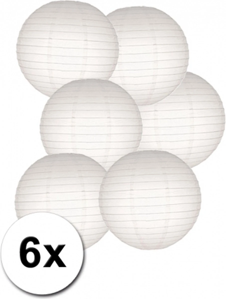 Merkloos Voordelig Lampionnen Pakket Wit 6x