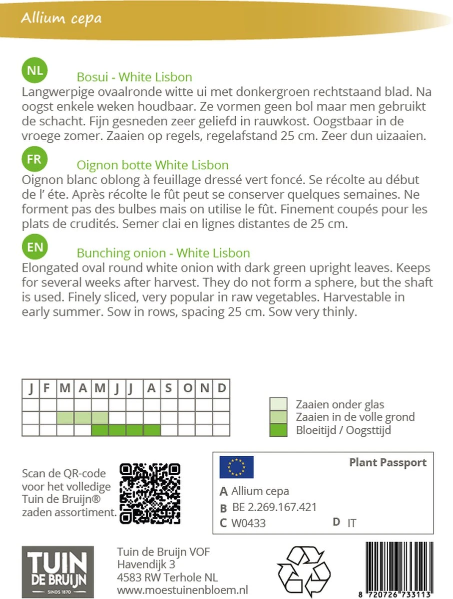 Tuin De Bruijn® Zaden - Bosui White Lisbon - Afbeelding 2