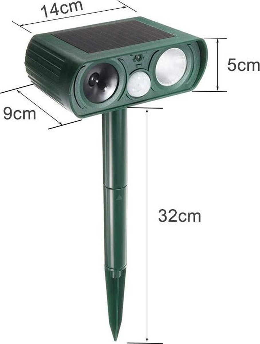 Merkloos Kattenverjager Op Zonneenergie - Kattenschrik - Ultrasone - Marterverjager - Dierenverjager - Groot Bereik - Katten Afweermiddel - Ongedierte Verjager - Afbeelding 3