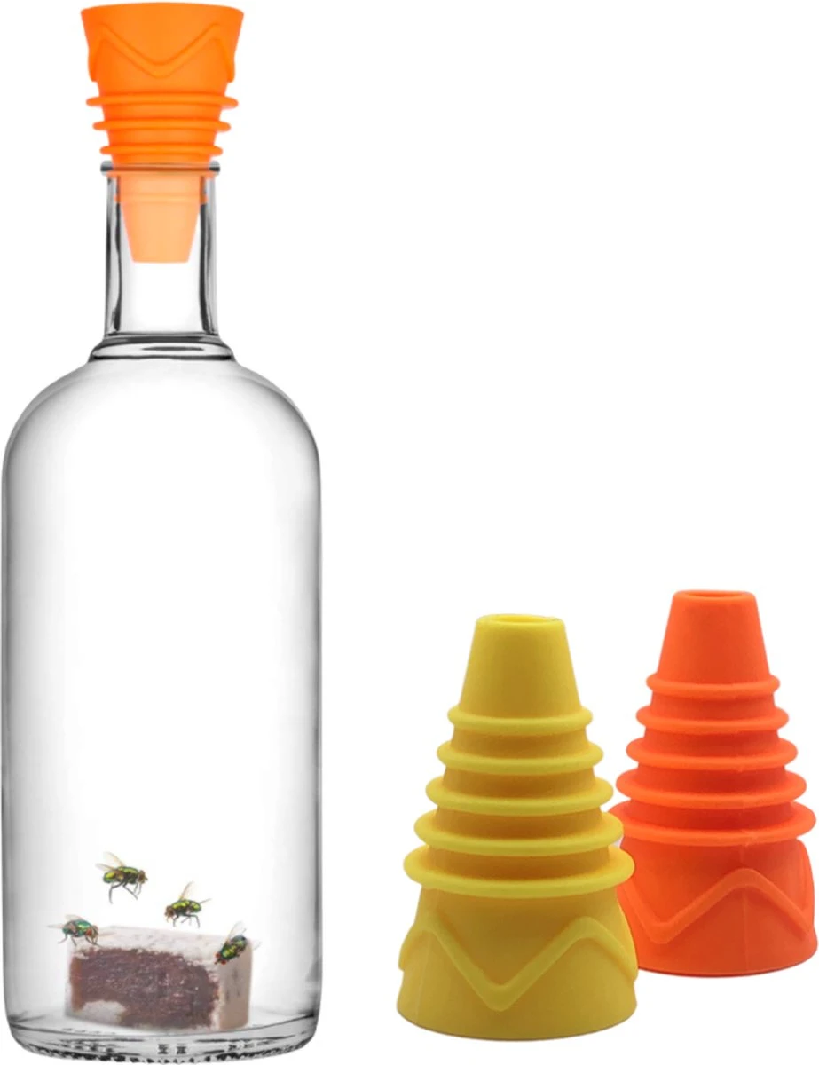 Merkloos Fruitvliegjes Vanger - Vliegenvanger - Vliegenverjager Voor Op Tafel - Rouwvliegjes Bestrijden - Vliegen - Siliconen - Fruitvliegjes Vallen - 2 Stuks