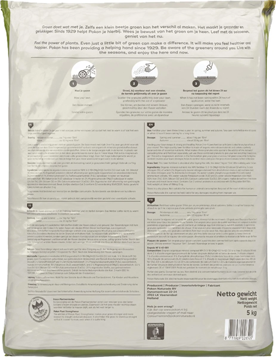 Pokon Gazonmest Met Kalk - 5kg - Mest - Geschikt Voor 75m² - 120 Dagen Voeding - Afbeelding 7