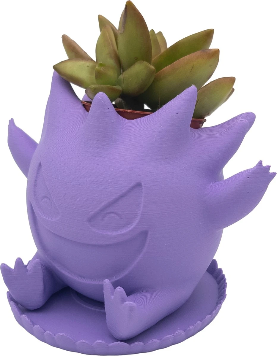 Azhora Pokémon Gengar Bloempot - Inclusief Opvangschaal - Lichtpaars - Afbeelding 2