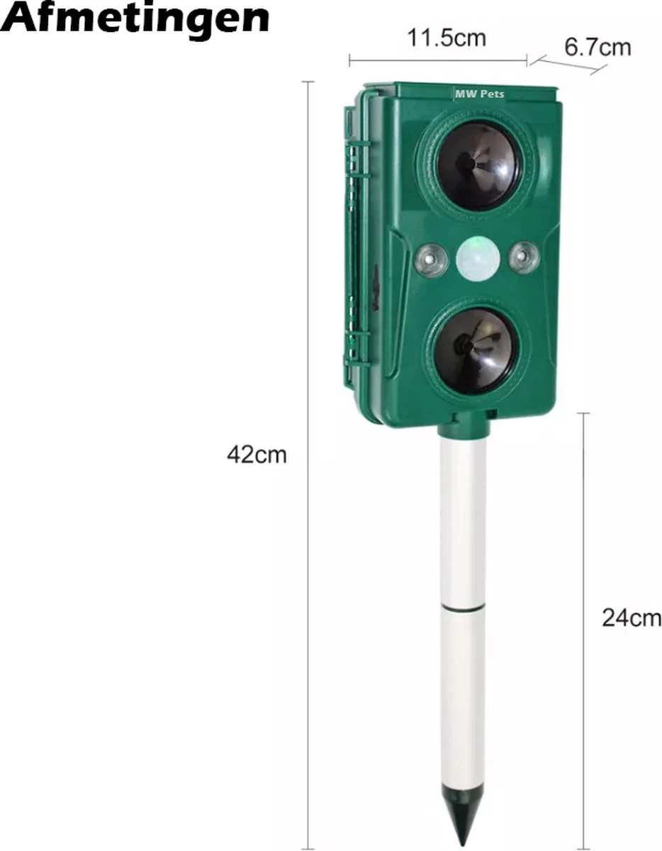 Milize Solar Kattenverjager - Honden En Kattenschrik - Muizenverjager - Marterverjager - Vogelverjager - Oplaadbare Batterijen - Bewegingssensor - Zonne Energie - USB Lader - Katten Verjager - Afbeelding 6