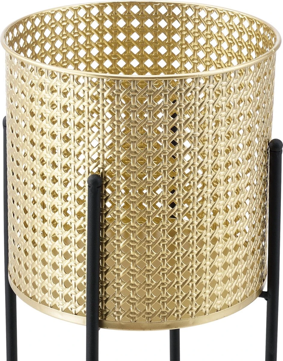 Bloempot Op Standaard Mol Set Van 2 Zwart En Goud - Afbeelding 7