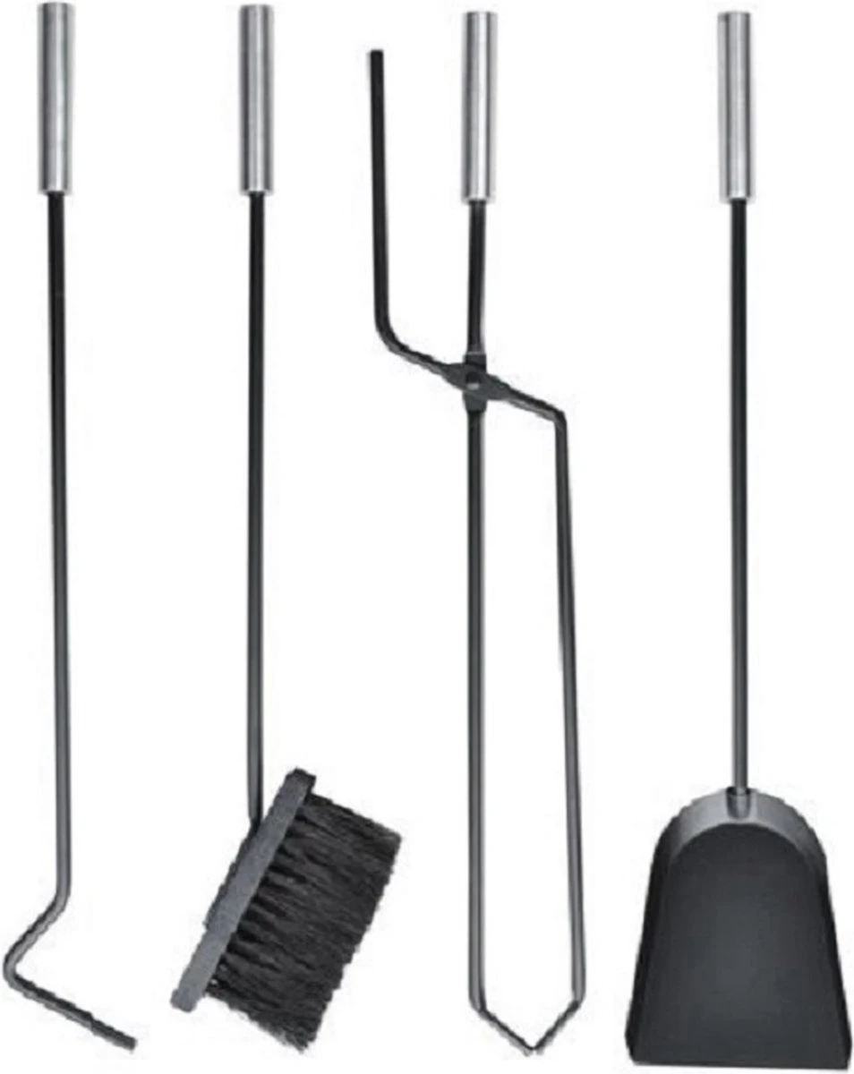 OpenHaard Set / Haardstel Voor Houtkachel Bestaande Uit Houtmand Met Uitneembare Hoes Voor Haardhout & Kachelhout + 5 Delige Set Met Haard & Kachel Accessoires Tang Pook Schep Borstel In Stabiele Standaard - Nu Met 30 Aanmaakblokjes - Haard Vuurkorf - Afbeelding 9