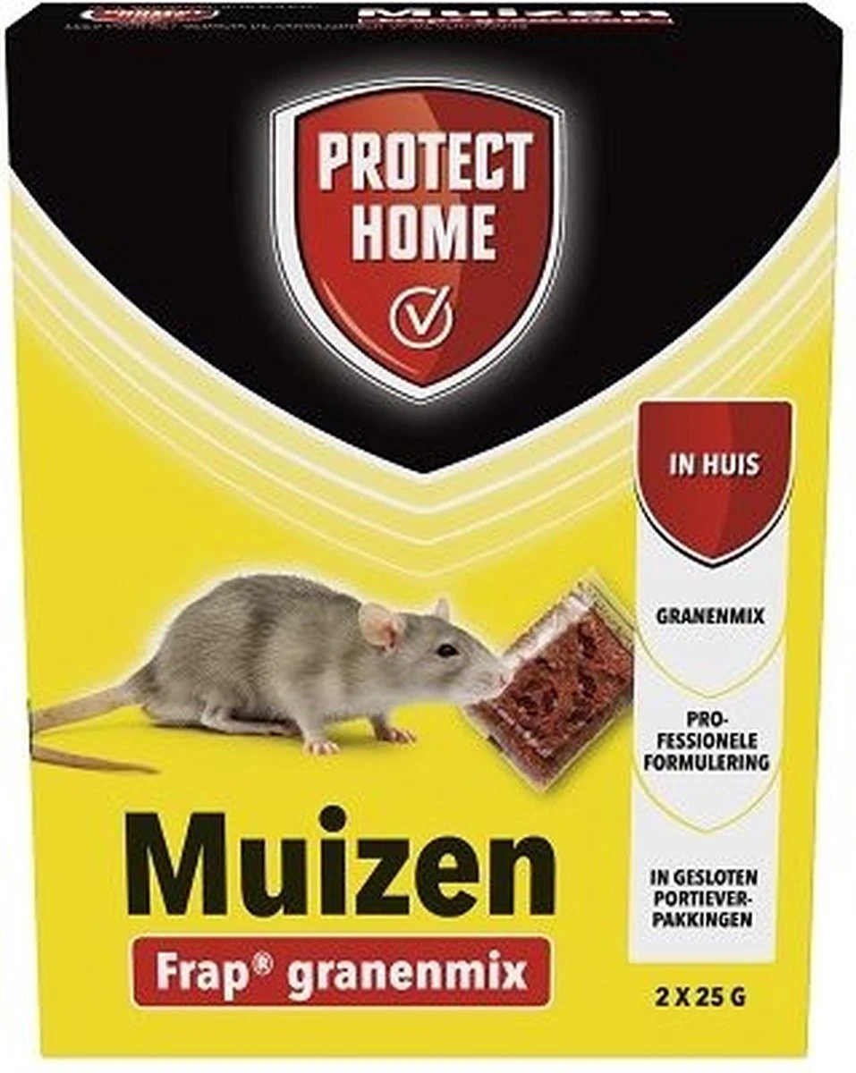 Protect Home Frap Granenmix Tegen Muizen - 2 X 25 Gram - Muis Bestrijdingsmiddel - Lokaas Muizenkorrels Voor Huismuizen - Professionele Formulering - In Portieverpakking - Afbeelding 7