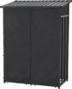 Brandhout Rek Houtopslag Yakutat 185x130x70 Cm Zwart