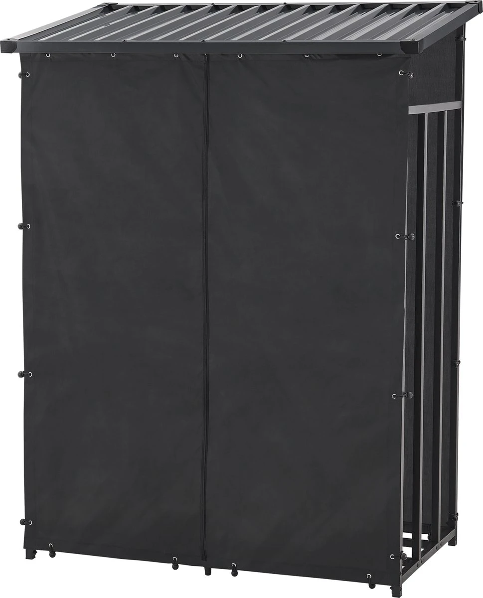 Brandhout Rek Houtopslag Yakutat 185x130x70 Cm Zwart