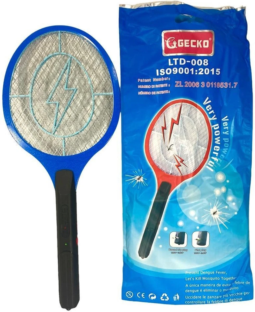 GECKO - Oplaadbare Elektrische Vliegenmepper Stopcontact - Jumbo Elektronische Hand Vliegenvanger - Anti Vliegen Doder Wespenvanger - Muggenvanger - Afbeelding 5