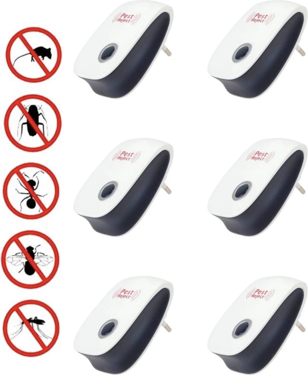 6-pack Recalma Ultrasone Ongedierte Bestrijder - Pest Reject - Ultrasone Verjagers - Ongedierte Verjager - Anti Insecten - Anti Muizen - Pest Repellent - Muizenverjager