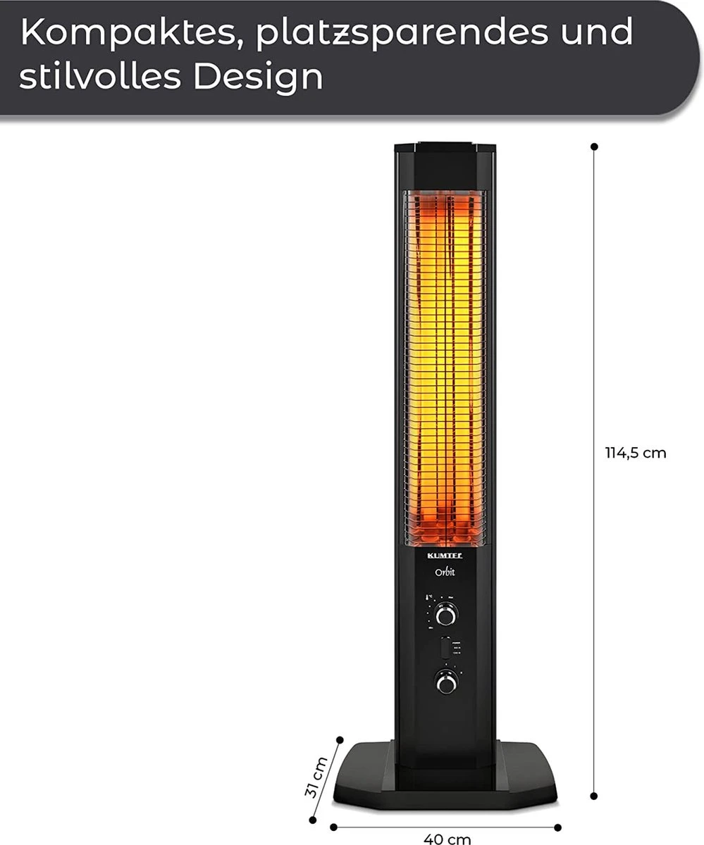 KUMTEL MH-1200-Infrarood Verwarming - Energiezuinige Hoge Capaciteit Carbon Infrarood Elektrische Kachel / Terrasverwarming / Infraroodverwarming / Bijverwarming / Energiezuinig / Hoge Capaciteit / Carbon Infrarood Verwarming / Veranda Verwarming - Afbeelding 3